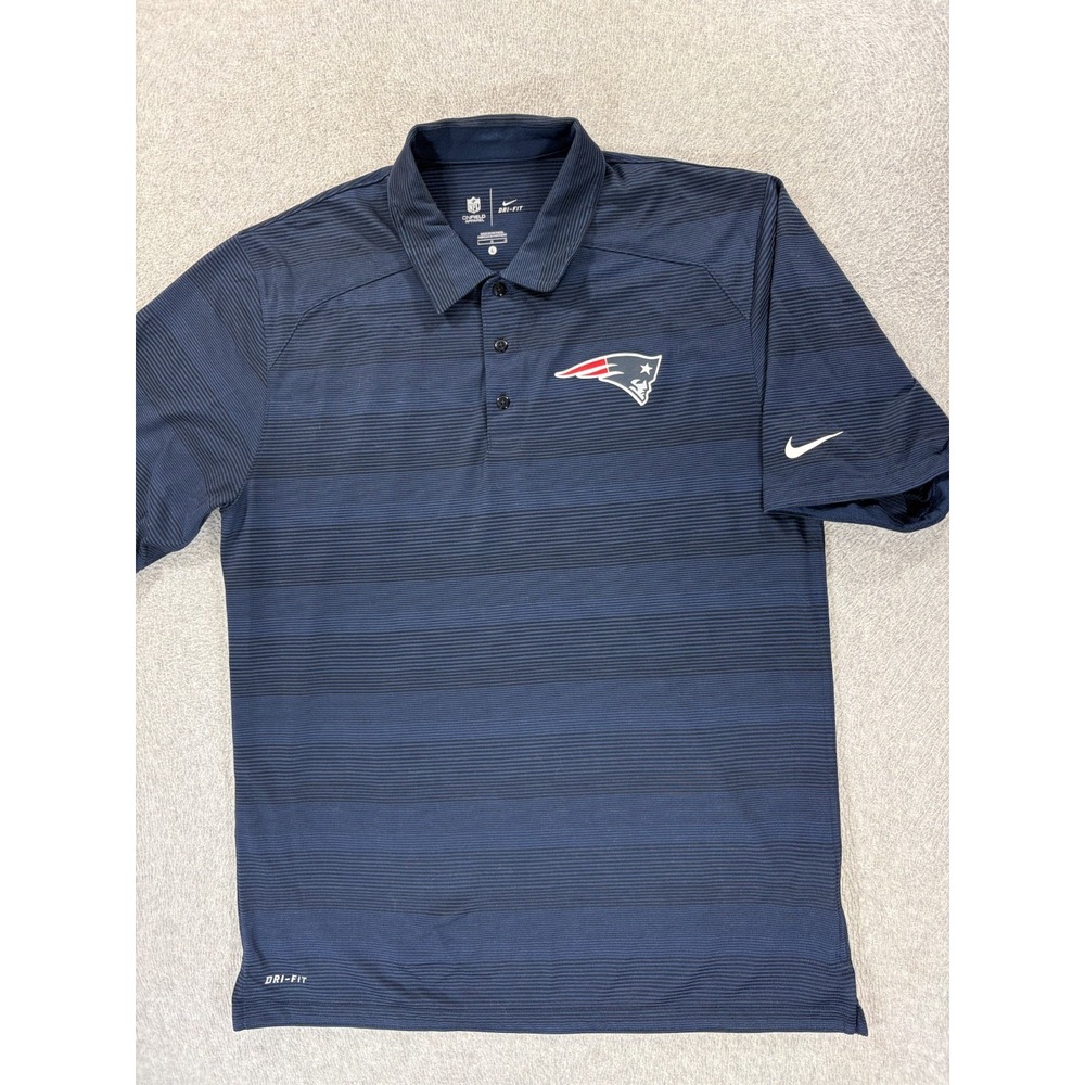 New England Patriots Nike On Field Screened Logo Polo Shirt (Men's Large) Blue